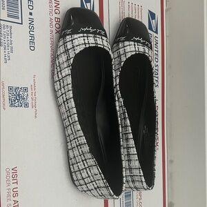 Karl Lagerfeld Black and White Patterned Flats